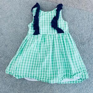 ATUN Green and White Checkered Dress with Navy accents